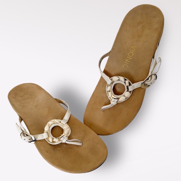 Vionic Jeweled Embellished Ricci Thong Sandals White Size 8 Resortwear - Picture 1 of 10